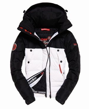 Superdry Super Canadian Ski Down Puffer Férfi Kabát Fekete/Fehér | GYVIX6571